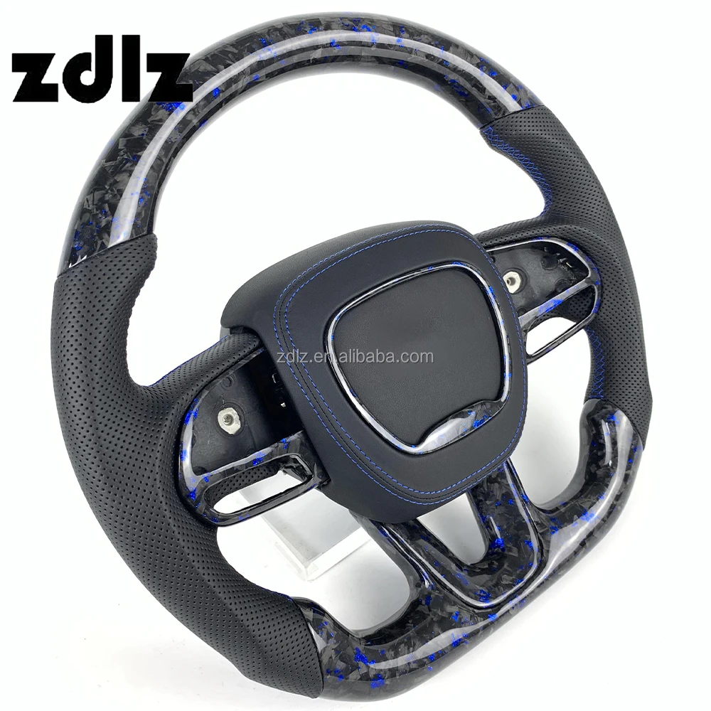 

Blue Powder Forged Carbon Fiber Steering Wheel for Dodge Challenger Charger SRT 2015 2016 2017 2018 2019 2020 2021 2022 2023