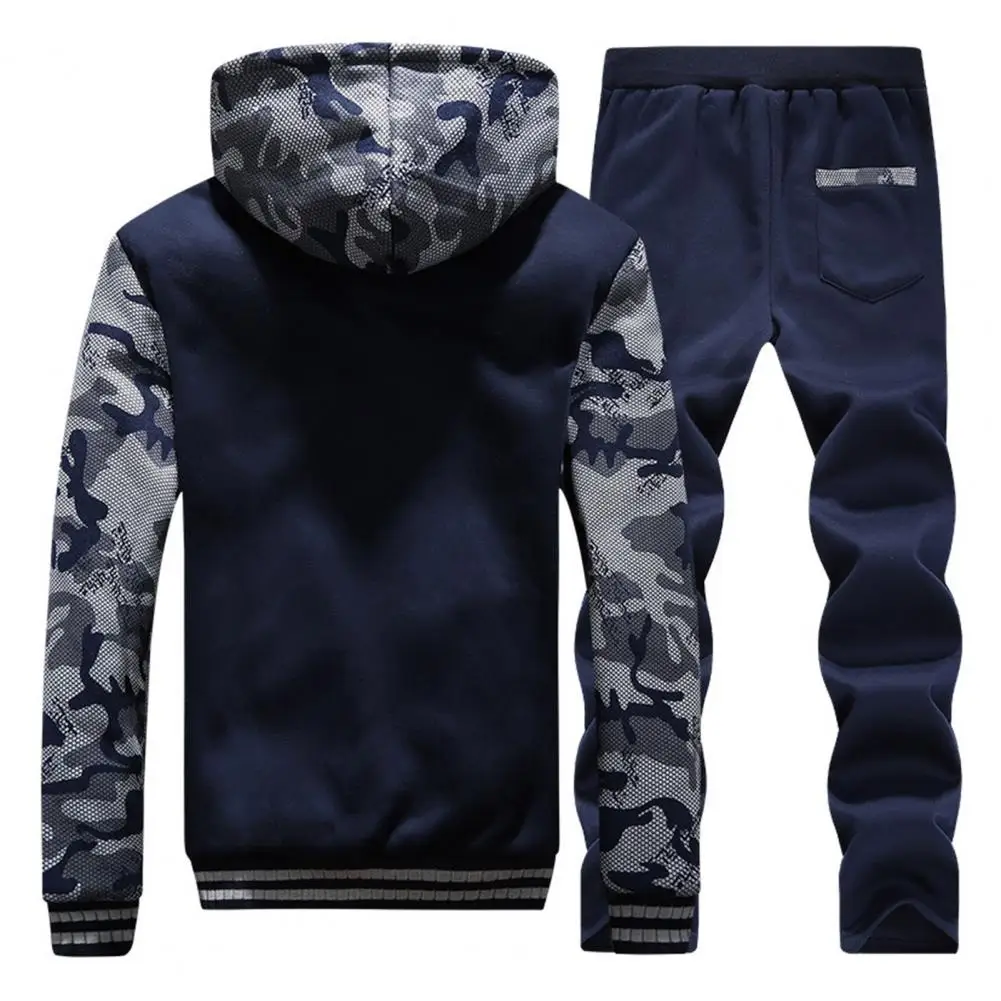 Herbst Winter Männer Trainingsanzüge Sport Hoodie + Hose 2-teiliges Set Camouflage Print Jogginganzüge Kordelzug Sweatshirt Hosen Set