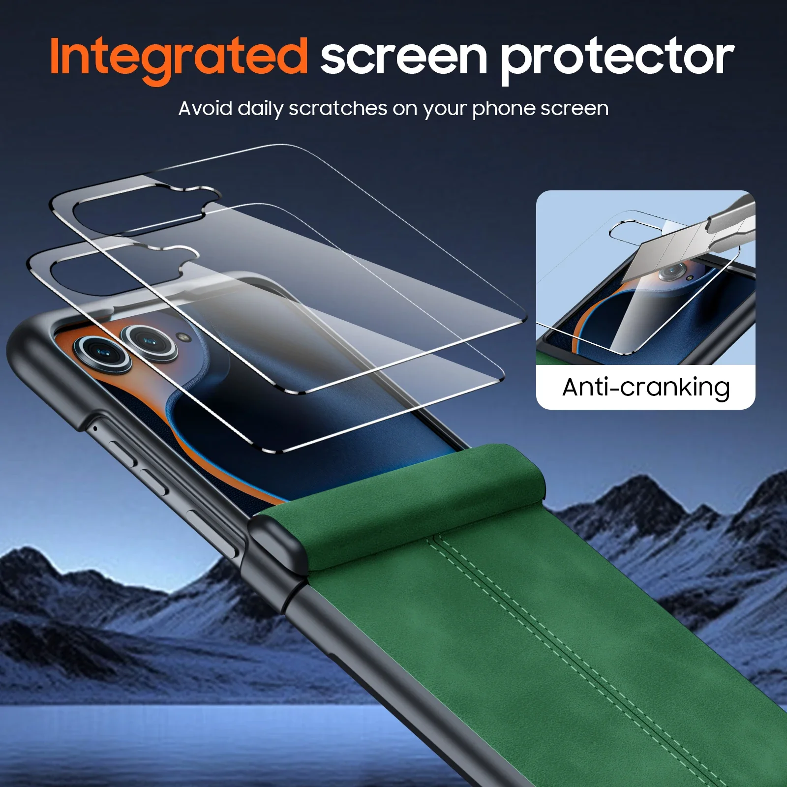 لهاتف Motorola Razr 60 2025/Razr 50 2024، حماية مفصلية، حافظة هاتف رفيعة للغاية من جلد البولي يوريثان غير اللامع مقاومة للصدمات - أخضر