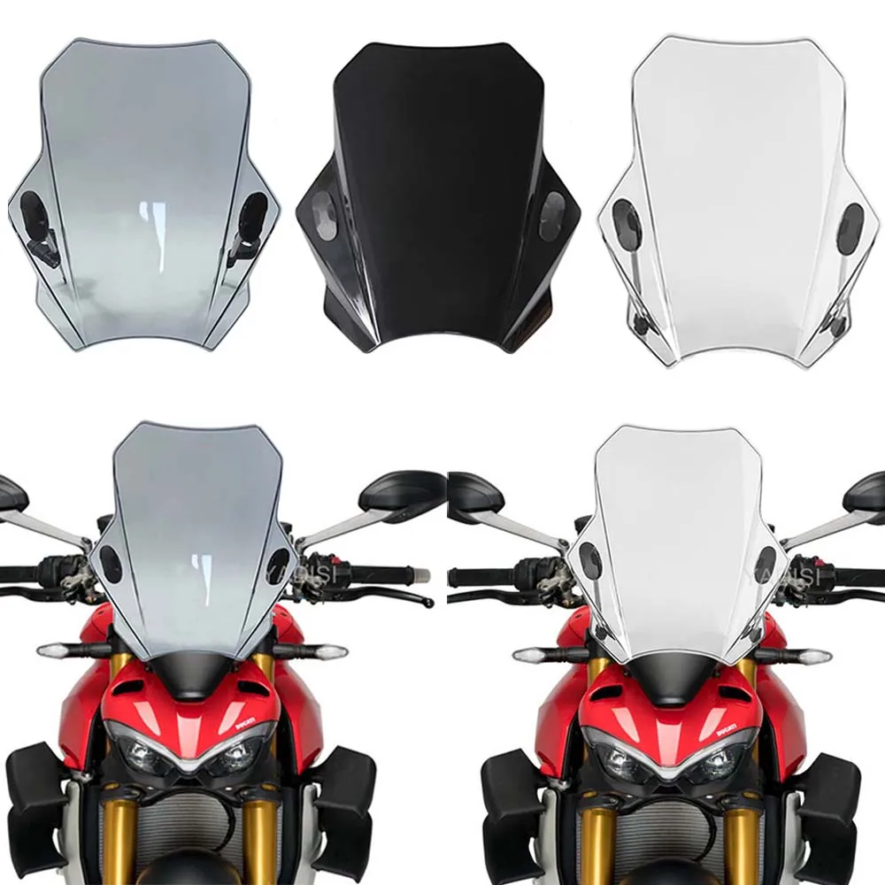 

For DUCATI Streetfighter V4 V4S 2020 2021 Universal Motorcycle Windshield Glass Cover Screen Deflector Motorcycle Accessories