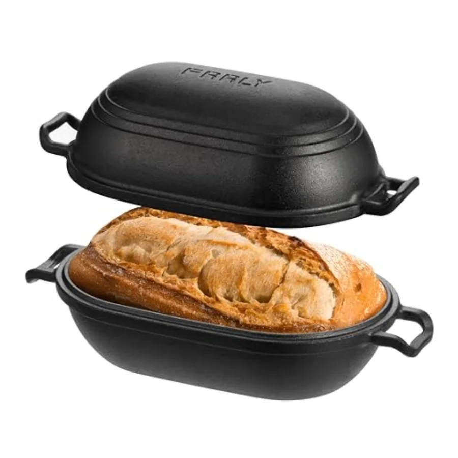 

Cast Iron Loaf Pan wit Lid-read g Pan for SourdougPre-asoned Oval Dutc Oven 9 x 5-4/5 Inc Loaf Pans for omemade eavy Duty wit E