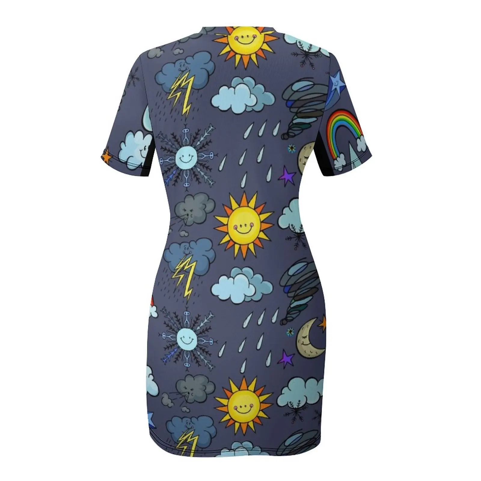 Weather Doodles Short Sleeved Dress luxury women's party dress evening prom women's evening dresses birthday dress