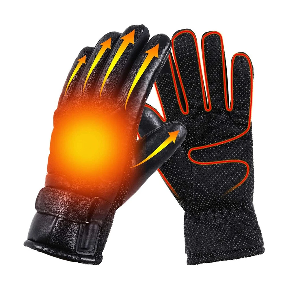 

Leather Electric Heating Gloves Waterproof Outdoor Winter Gloves Heated Touchscreen Hand Warmer for Hiking Skiing Fishing