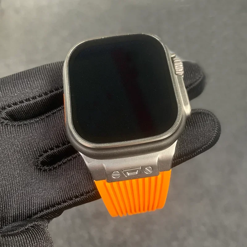 Cinturino sportivo da uomo in gomma per Apple Watch Ultra 2 Band 49mm 45mm 44 42mm cinturino in Silicone per iWatch Series 9 8 7 se 6 5 4 Correa