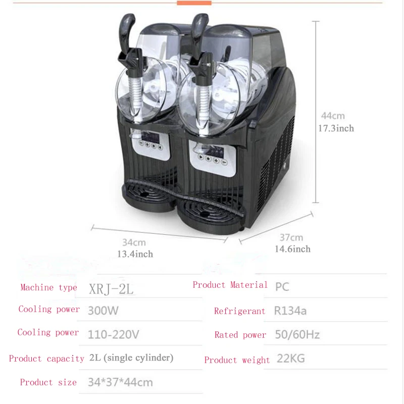 Two tanks Slush Machine 2L*2 Commercial Fully-automatic Snow Melting Machine With Big Capacity 220V Cold Drink Maker