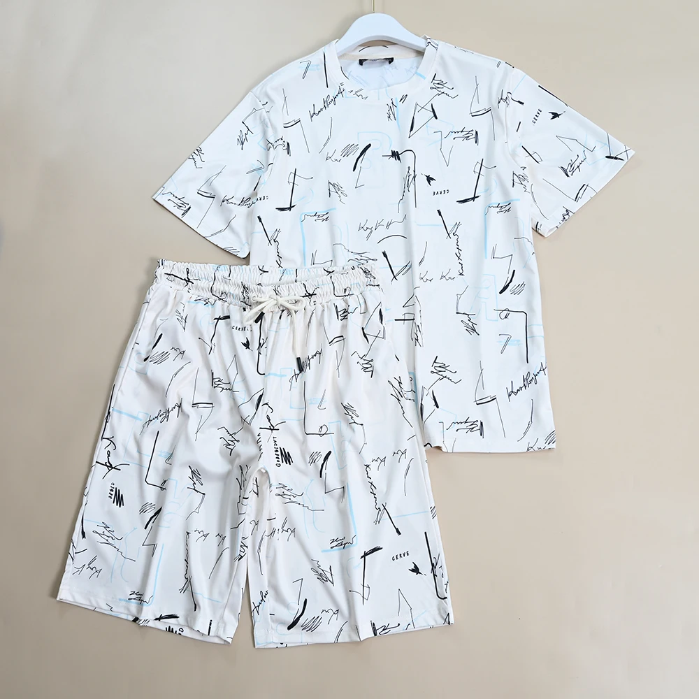 

Summer New Printed Home Set ort Sve orts for Men And Women Can Be Worn outside Comfortable Breathable Casual Wear