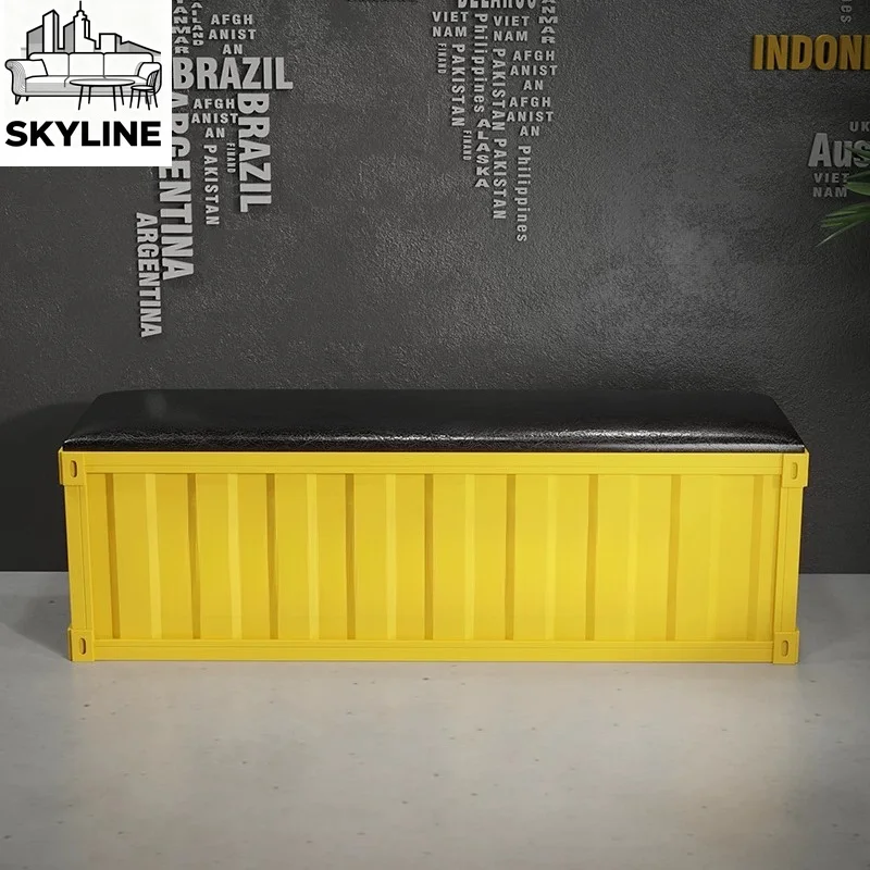 Industrial Iron Long Waiting Bench, Multi-scene Shoe Changing Seat for Gym, Clothing Store & Cafe Lounge