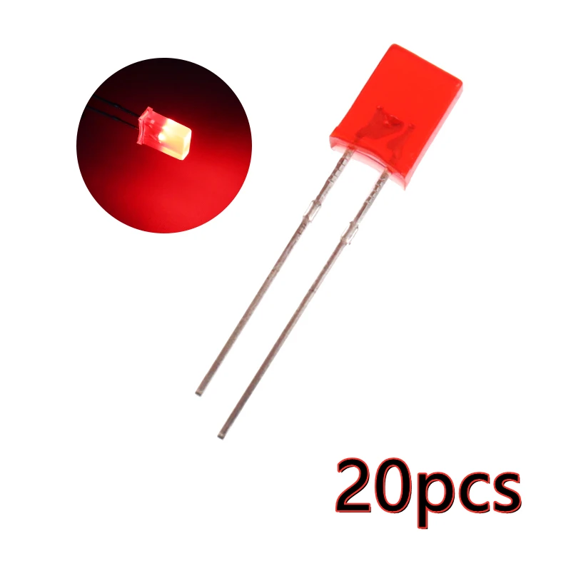 正方形LED発光ダイオード,2x5x7mm, 2x5x7mm,白,赤,黄,緑,青,多目的,日曜大工キット2x5x7mm, 20個