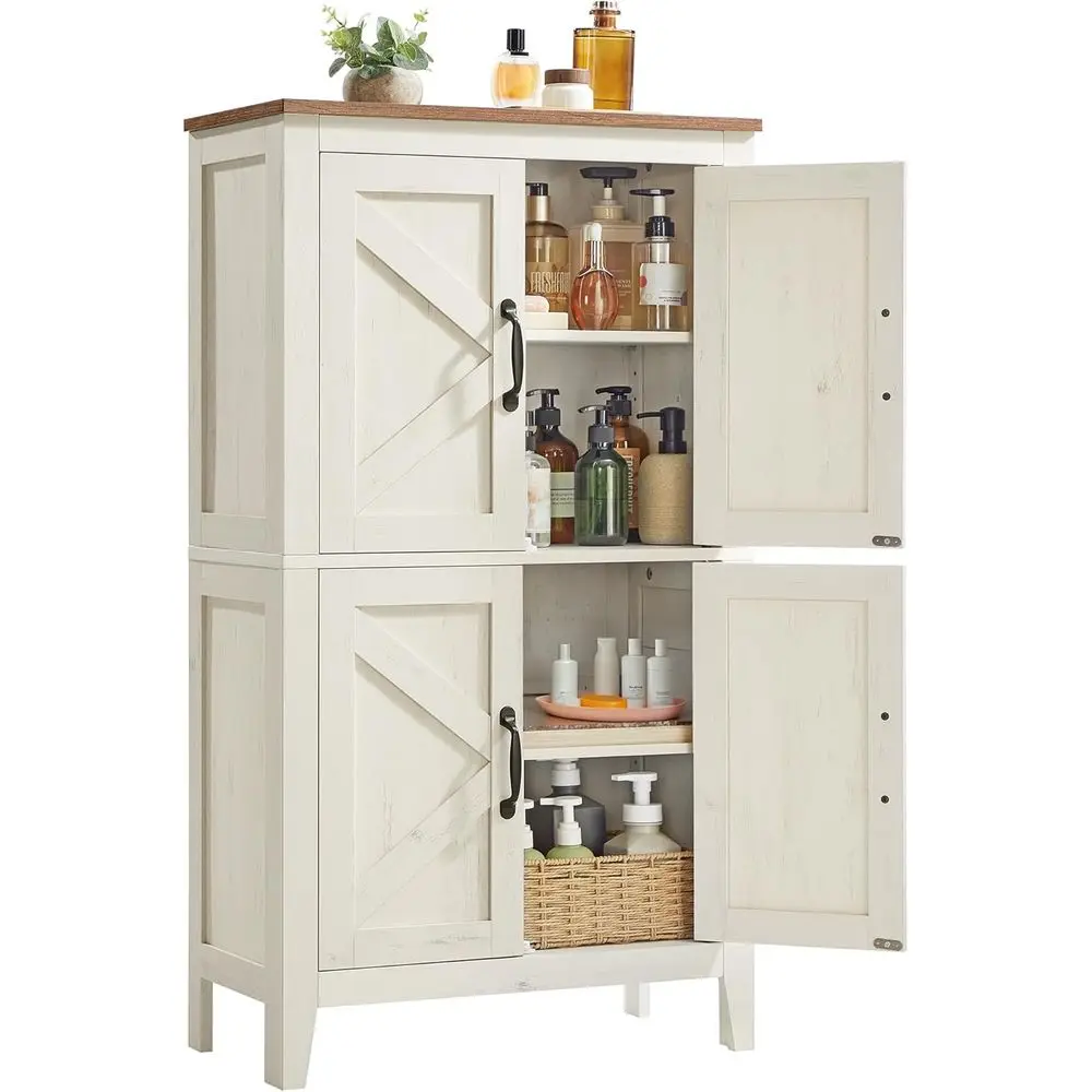 LIRY Collection - armhouse Storage Cabinet, Bathroom loor Cabinet with Barn Do, reestanding Kitchen Pantry, Adjustable Shelves,