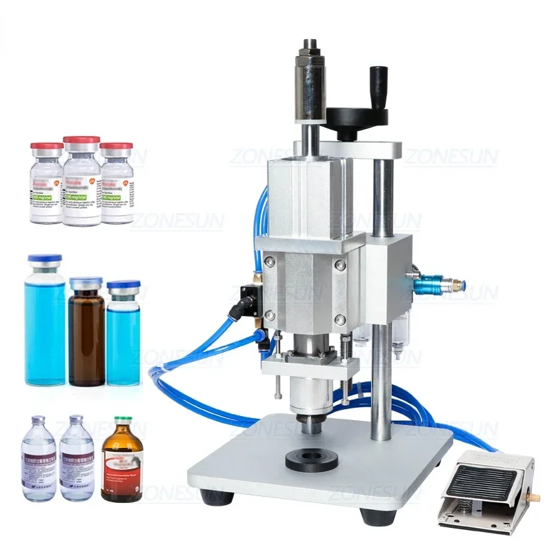 Pneumatic Capping Machine Oral Liquid Penicillin Antibiotic Injectable Bottle Capper Aluminum Plastic Glass Vial Crimper