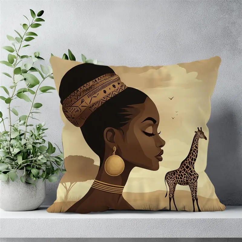 Pillow cover 50x50 Pillow cases 45x45 African woman giraffe decorative cushion cover sofa bedroom car pillow cover