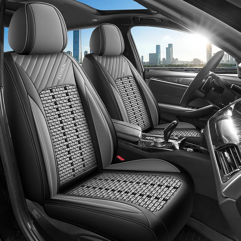Ice silk material front two-seat car seat covers, universal style, classic color options available, suitable for most models