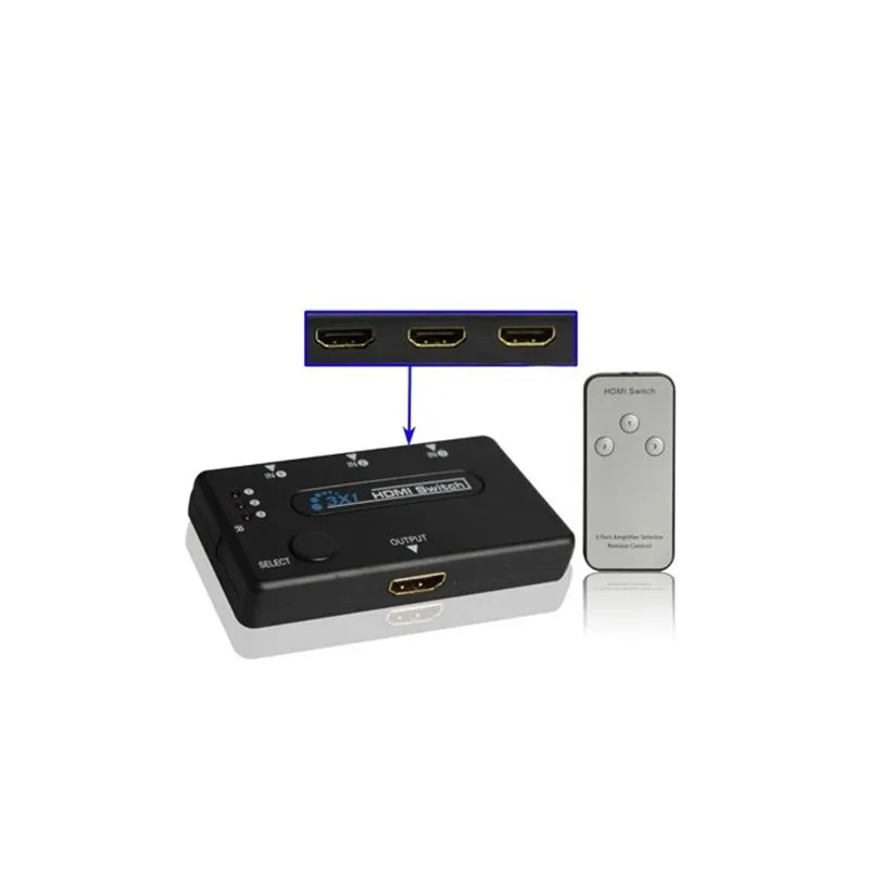 Cromad 3 port HDMI Switch with remote control CR0398 tintasycartuchos.com