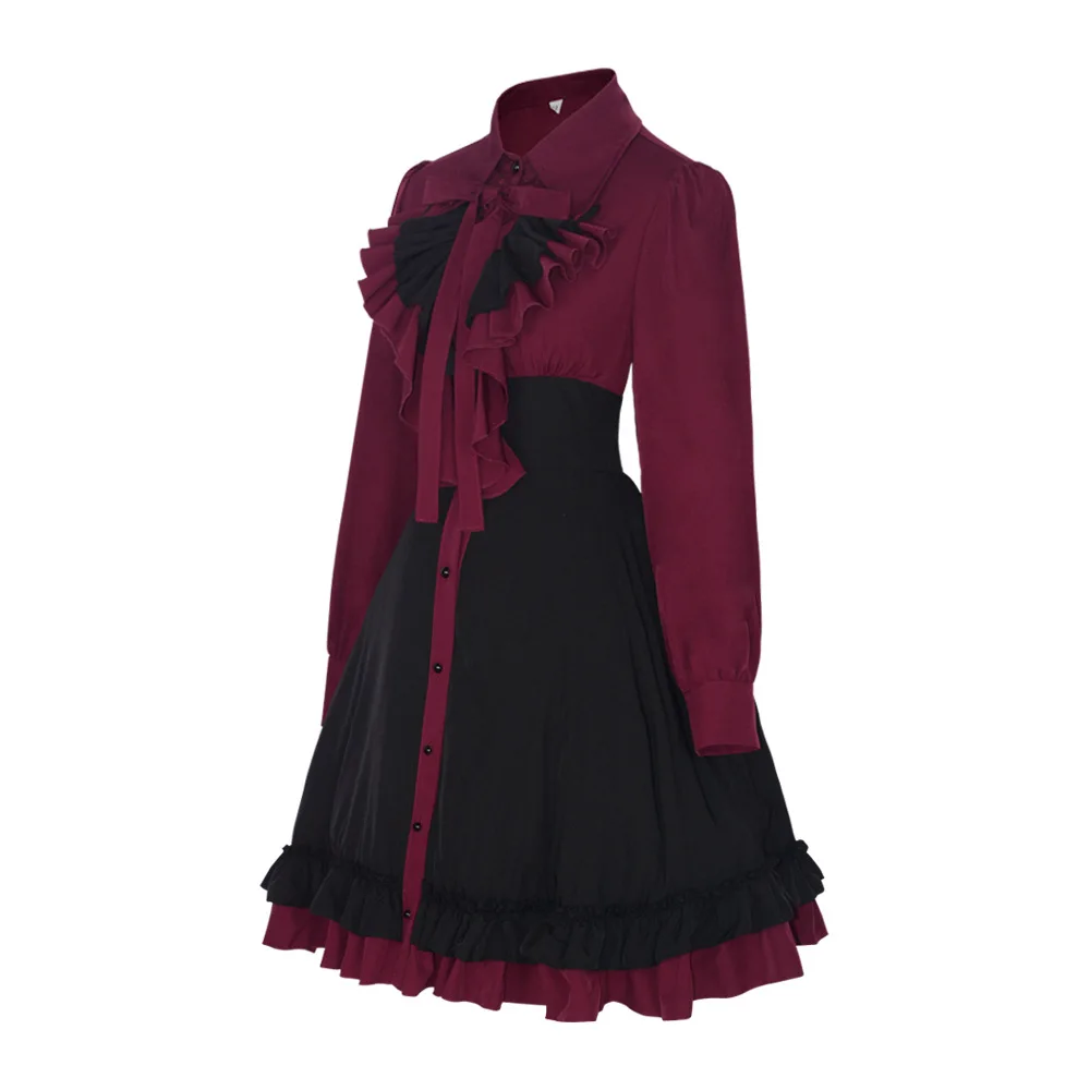 Wish New Medieval Gothic  Knot Dress Renaissance Steam Punk Women's Skirt Elegant Classy Style Chinese Production