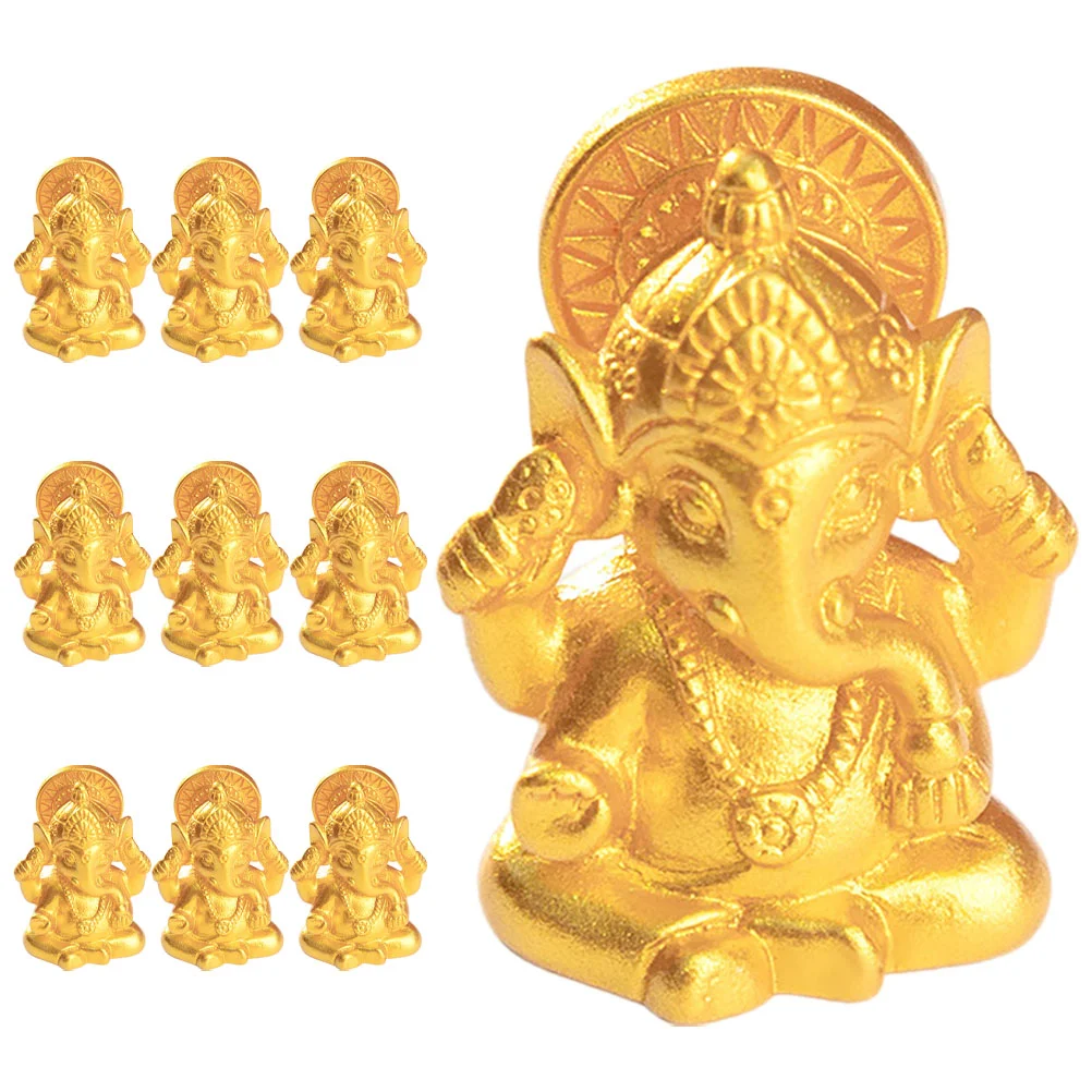 10 Pcs Miniature Landscape of Ganesha Buddha Statue Ganpati Idol Sculptures Car Office