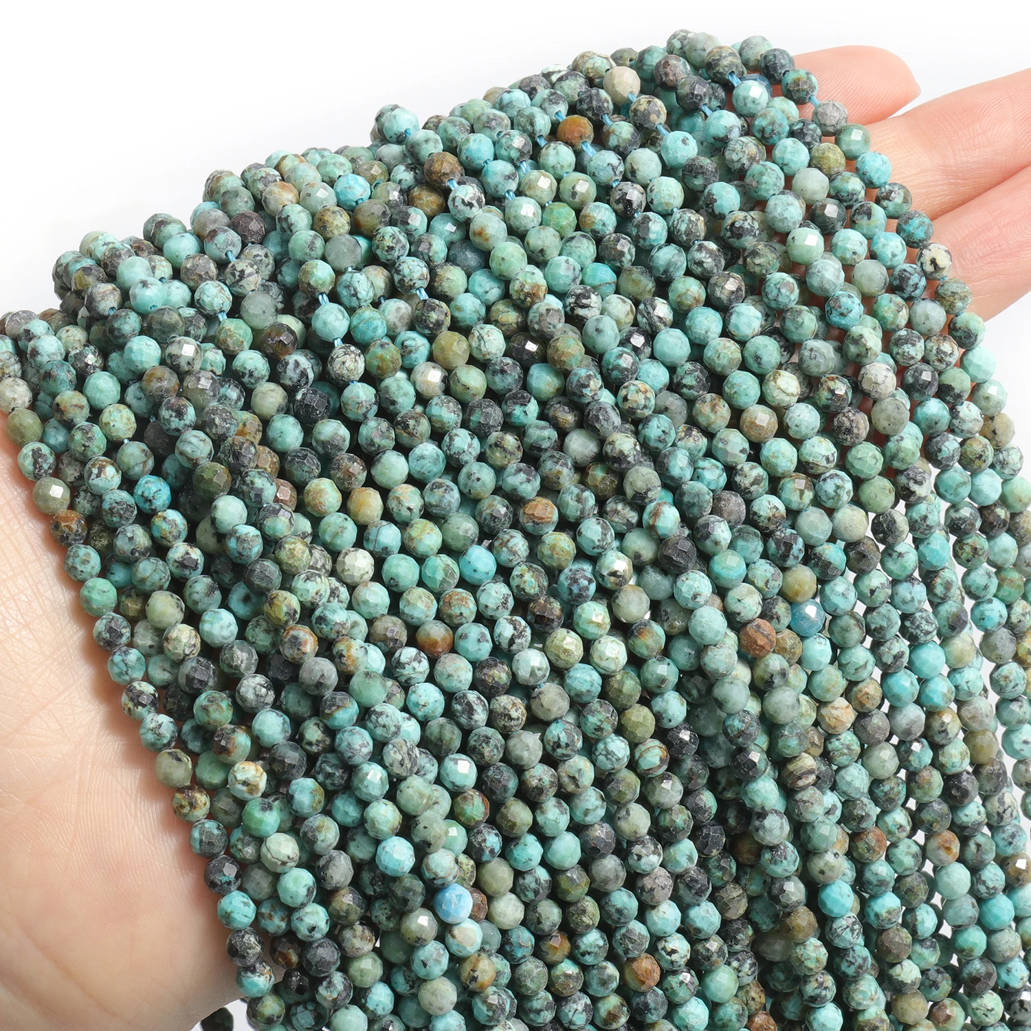 2/3/4mm 15\'\' Faceted Natural African Turquoise Stone Beads Loose Beads For Diy Jewelry Making Tiny Beadwork Bracelet Findings