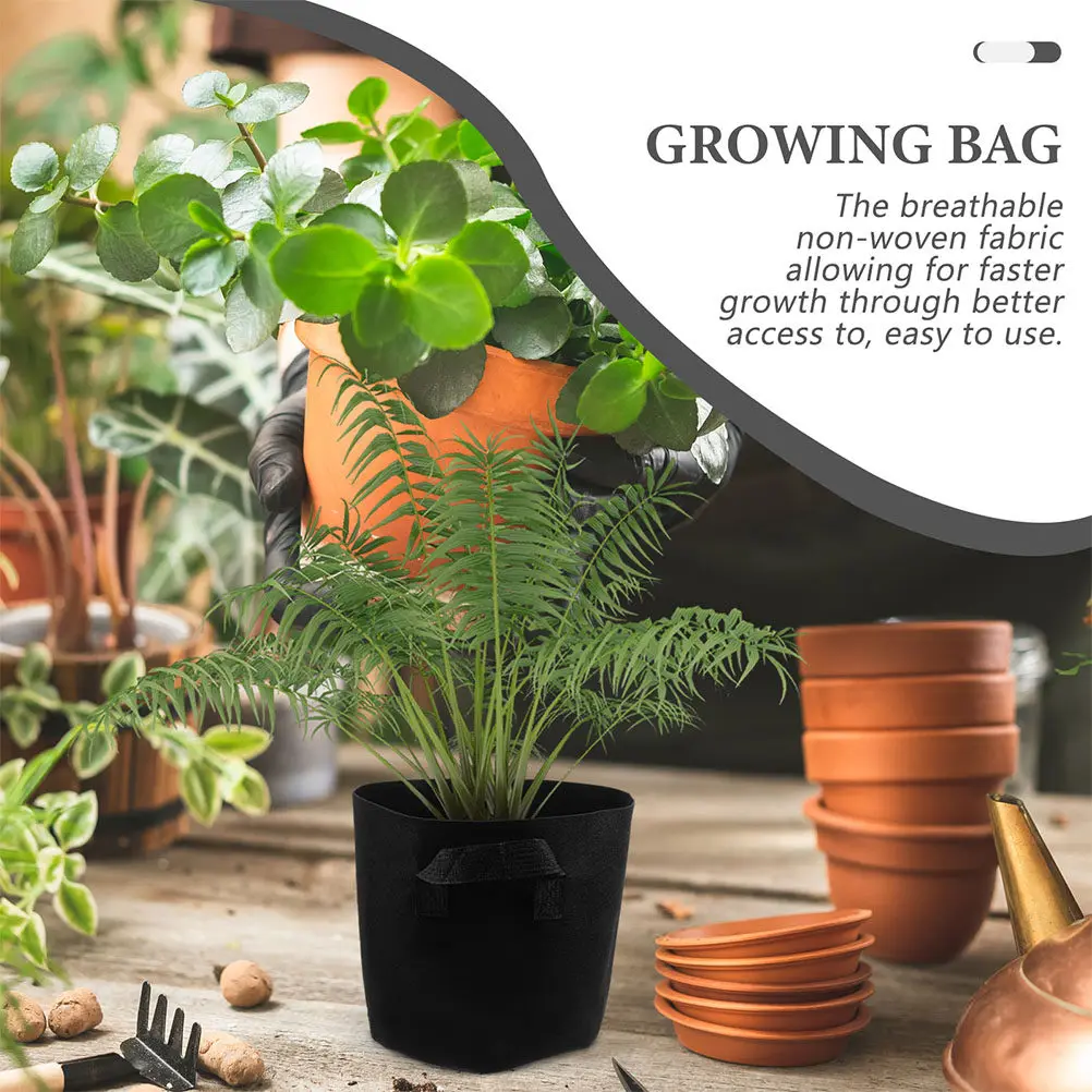 5pcs 10 Gallon Felt Planting Bags Nonwoven Grow Containers For Vegetable Potato Tomato Garden Outdoor Use Breathable Fabric Pots