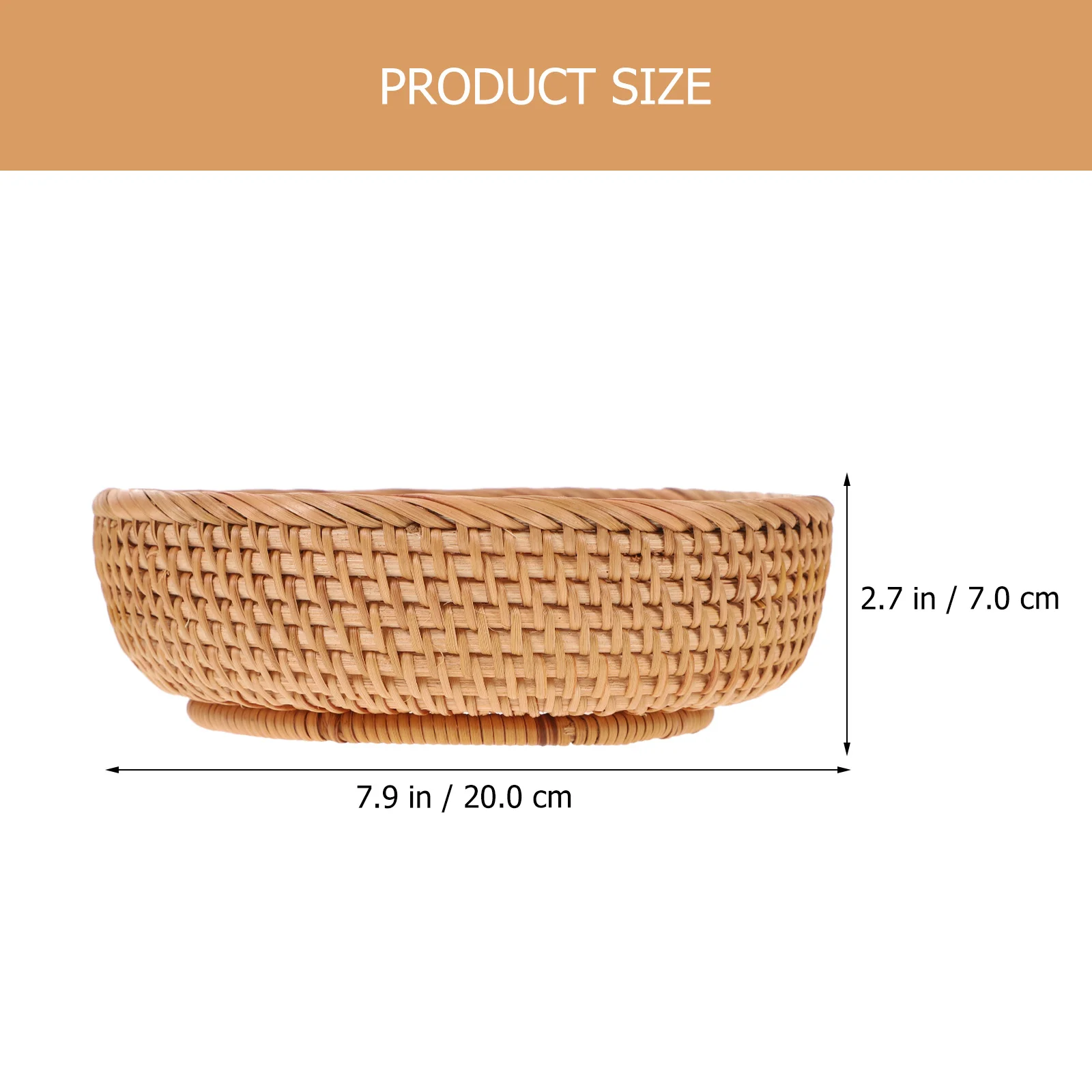 Rattan Bread Basket Natural Vintage Dessert Storage Desktop Wicker Round Fruit Yellow Vine Woven for Home Practical