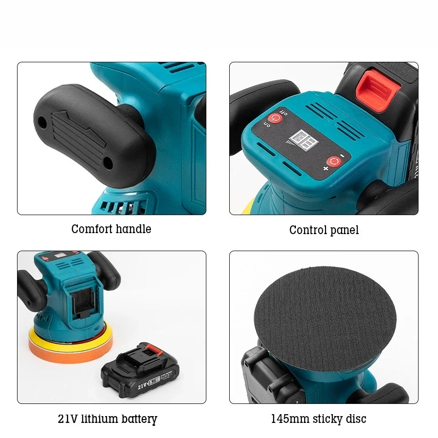 Utility Car Waxing Machine Marble Flat Plate Portable Three-speed Lithium Battery Polishing Machine