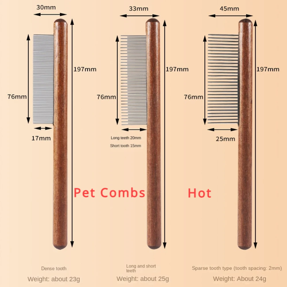 스테인레스 스틸 반려동물 털 제거기, 나무 손잡이, 단단한 고양이 털 빗, 반려동물 그루머, 개 브러시, 청소 도구, 반려동물 용품