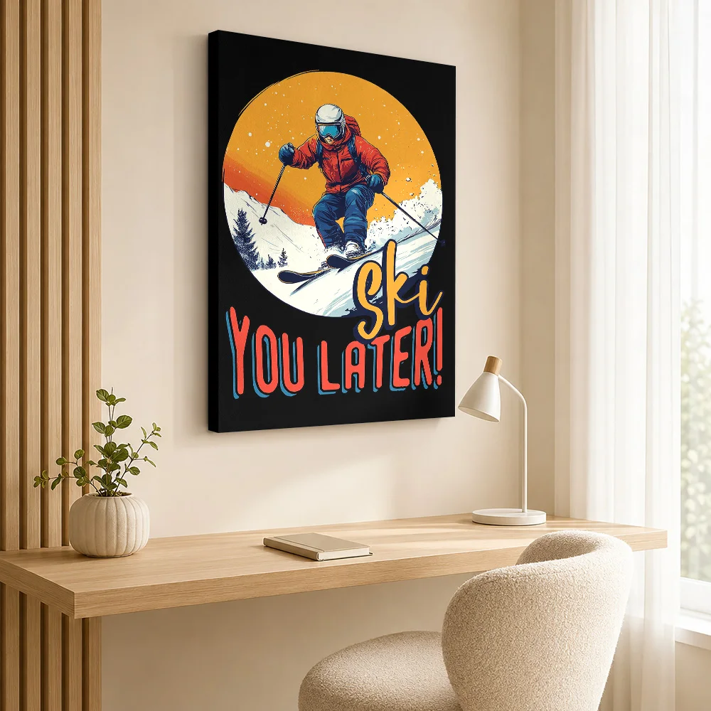 Ski You Later Winter Sport Skiing Canvas Poster Personalized Photo Sports Portrait Canvas Wall Art for Gym Decor Ready to Hang