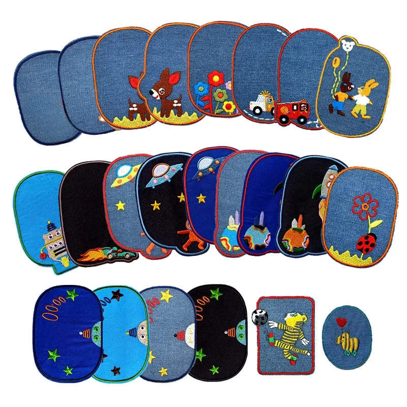 New Arrival Wholesale 23 Kinds of Cartoon Planet Embroidery Cloth Stickers Children Clothes  Jeans  Knee Stickers Hole Patching