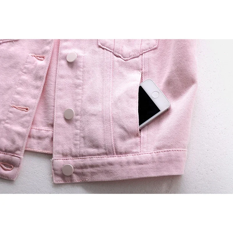 Primavera verão feminino fino rosa grande bolso denim colete fino curto desgastado cowboy colete casual sem mangas jeans colete casaco feminino