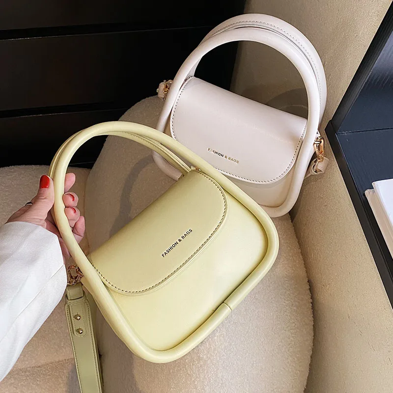 Women Shoulder Bag 2024 PU Leather Purse and Handbag Female Shopper Fashion Casual Solid Color Simple Letter Printing Square Bag