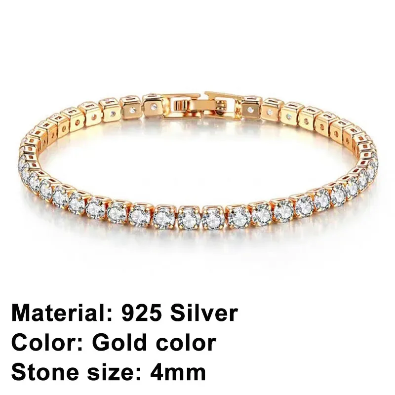 925 Sterling Silber Roségold Tennis-Armband Funkelnde Kristall-Zirkonia Hip-Hop Luxus Damenschmuck Überraschungsgeschenk