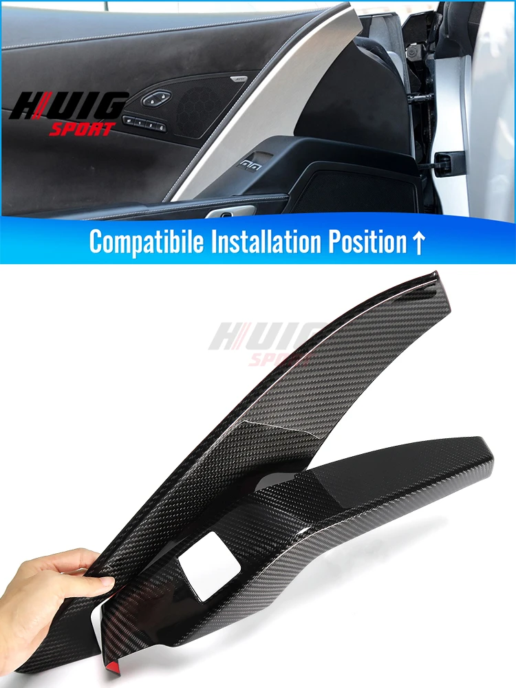 For Chevrolet Corvette C7 ZR1 Z06 2014-2018 2019 Carbon Fiber Car Door Armrest Panel Cover Trim Decorative Sticker Interior Part