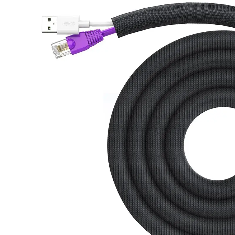 B84B-Flexible Cable Sleeve Cord Protector 10Ft-3/8Inch For Dog And Cat, For Easy Cord Management, Protects Cables From Pets Chew