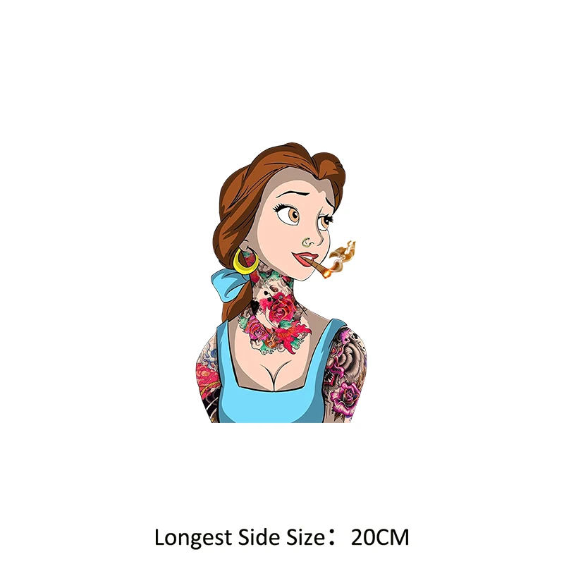 Cool Disney Princess Clothing Thermoadhesive Patches Iron on DIY Transfers T Shirt Heat Transfer Stickers for Girl Clothes Print