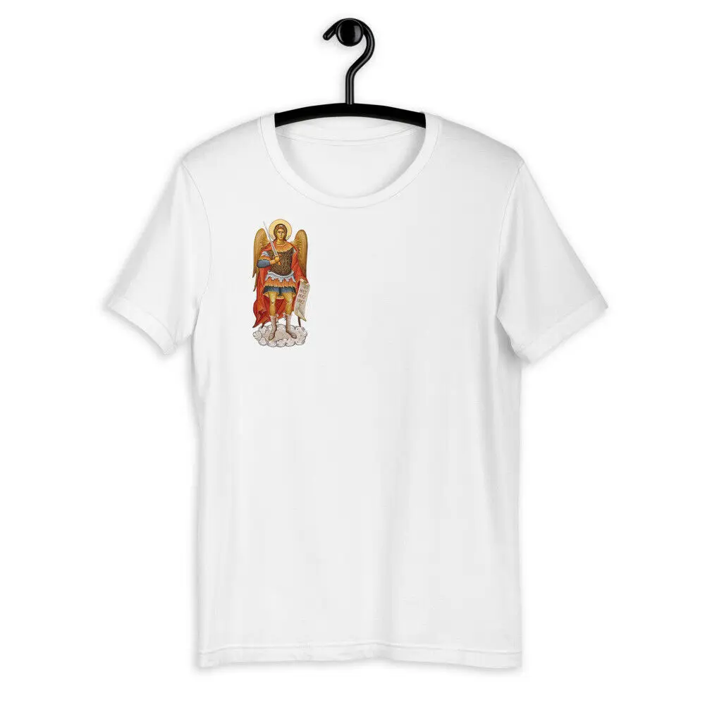 Archangel St, Michael Orthodox Christians T-shirt. High Quality Cotton, Loose, Big Sizes, Breathable Top, Casual T Shirt S-3XL