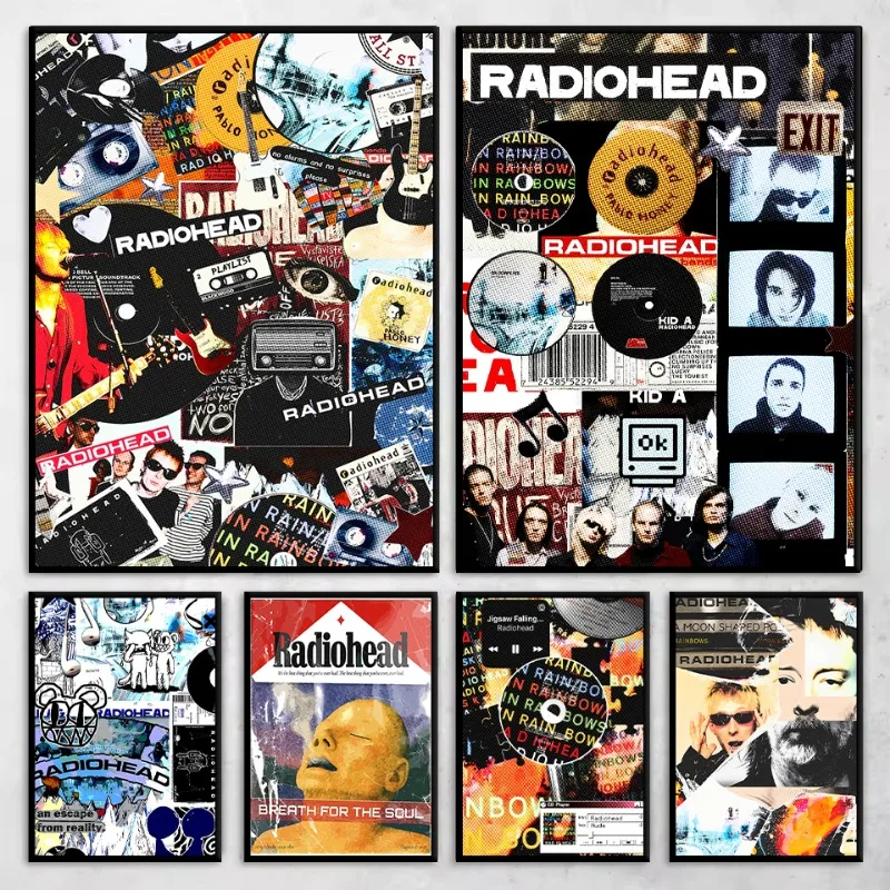 Modern R-Radiohead Classic Rock Band Singer Poster Music Album Cover Canvas Painting Wall Art Picture for Living Room Home Decor