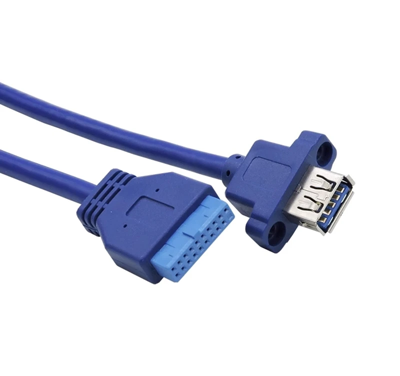 0.5m Single Port USB 3.0 Female Screw Mount Panel Type To Motherboard 20Pin Cable Cord 0.75m For Computer Mainframe Chassis