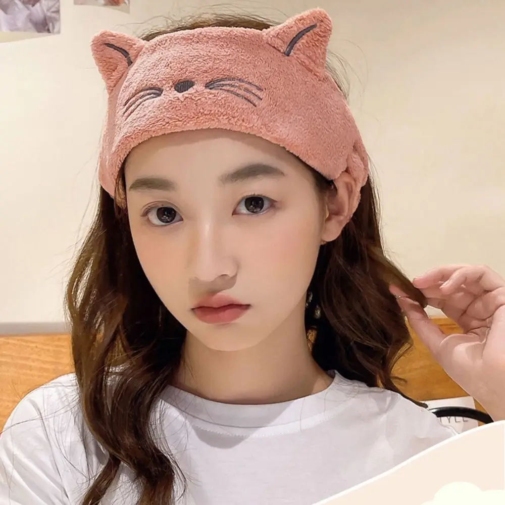 Turban artificiel astique Absorbant pour Femme, Bandeau de Sauna, Lavage du Visage, Sourire, Mignon, Chat, Doux, Accessoires pour Cheveux