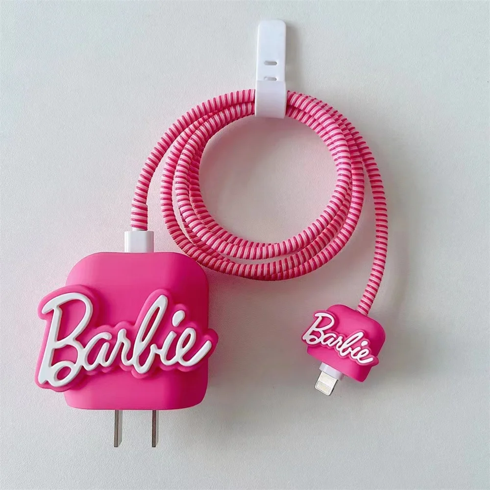 3Pcs/Set Kawaii Barbie Cable Protector iPhone/iPad 18W/20W Charger Case Cable Management Wire Cord Organizers Girls Gifts