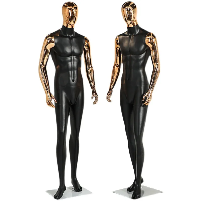 Clothing store electroplating model props men's full body gold-plated head hand dummy window display props men's clothing model