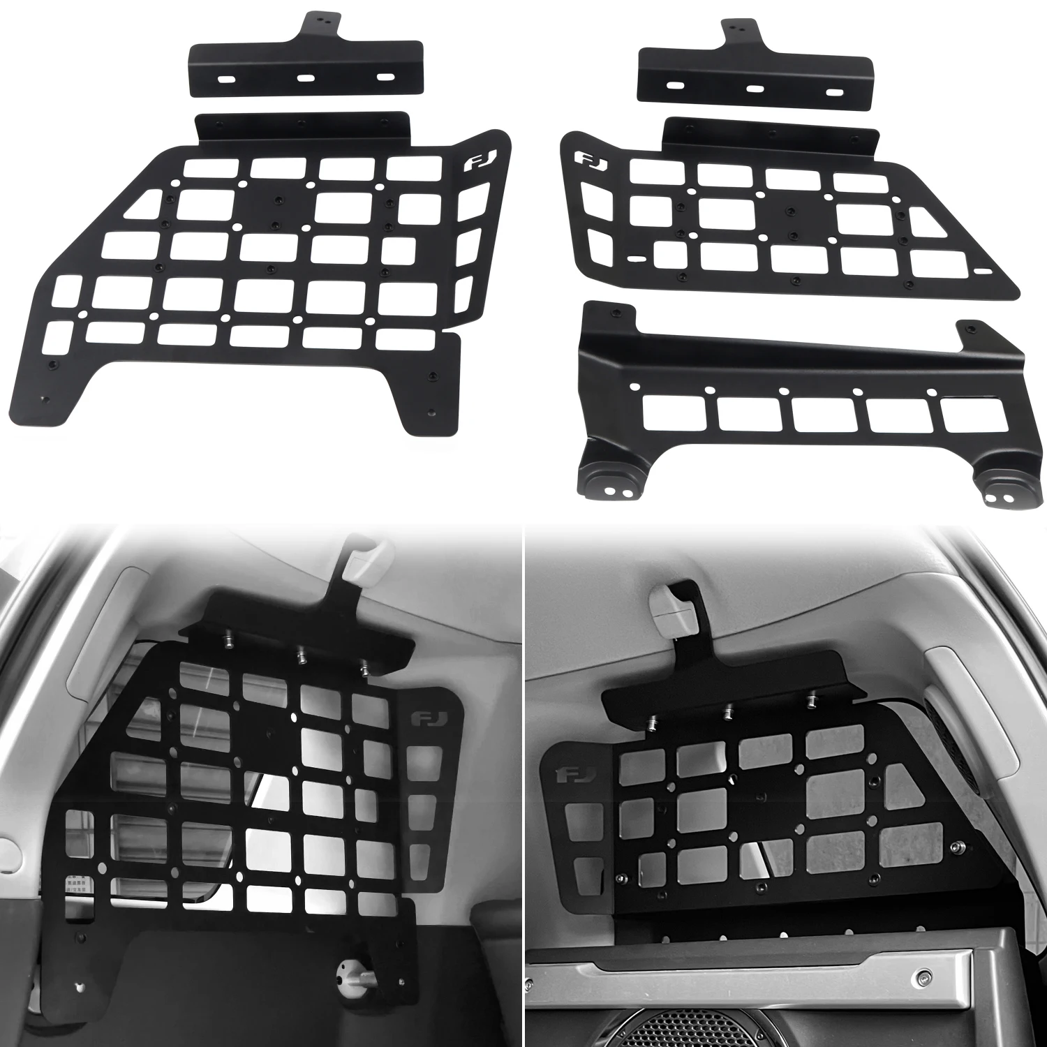 

CGZ For Toyota FJ Cruiser 2007-2022 Molle Panel Side Window Shelf Rear Trunk Storage Box Cargo Organizer Tray 1 Set