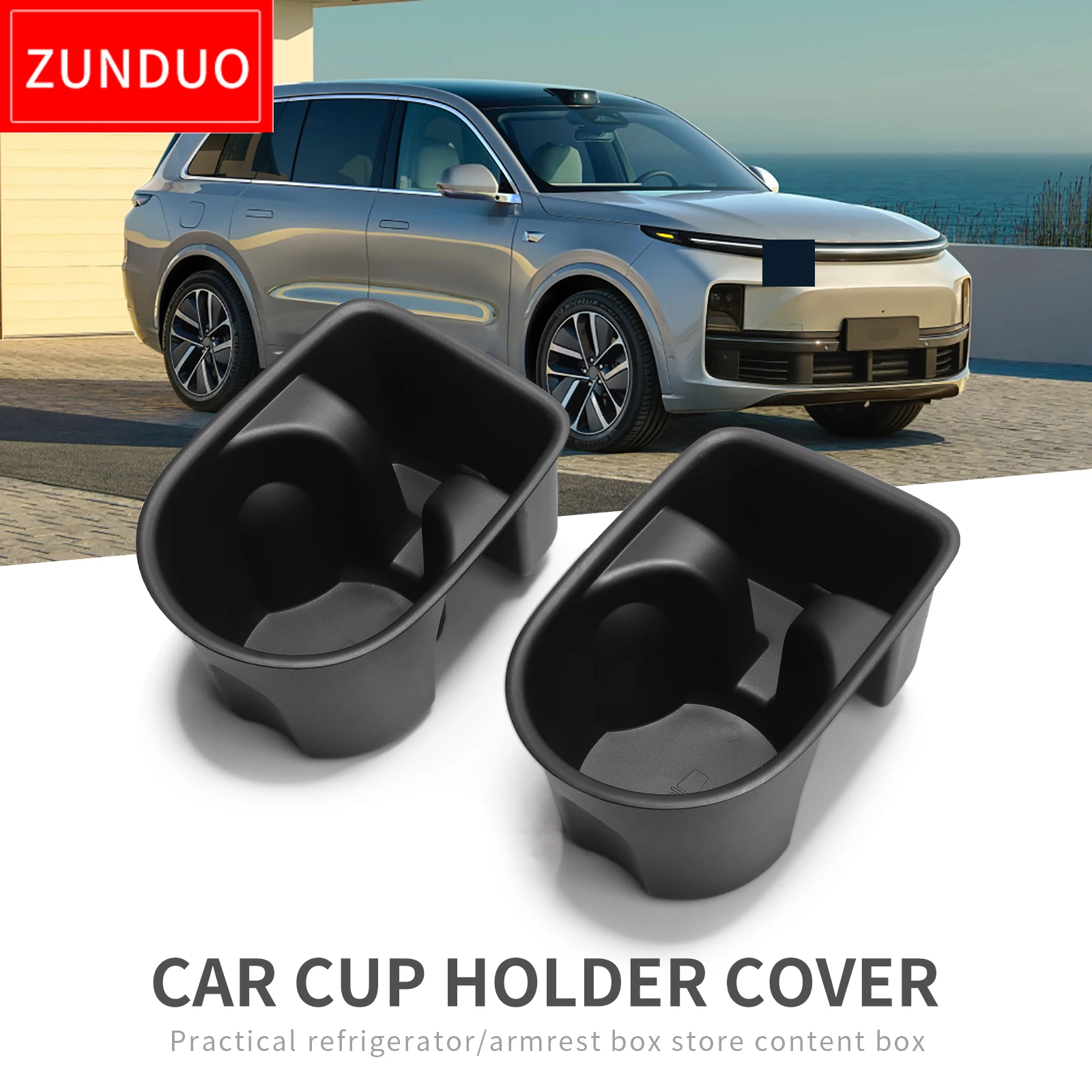 ZUNDUO Anti-Slip Shock-Absorbing Cup Holder for Li L9 L8  Third Row Water Storage Cup Box Car Tidying Accessories 2Pcs/Set