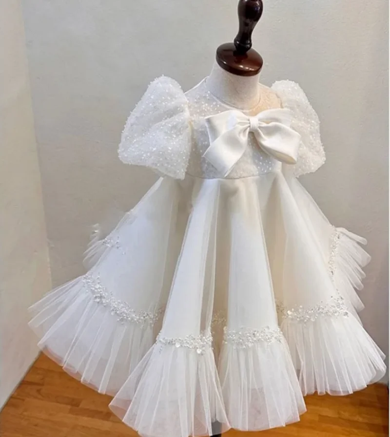 

12M 18M 24M 4T Baby Girl Dress Birthday Outfits with Bow Evening Party Tutu Gown Kids Gala Clothes Tailor-Made