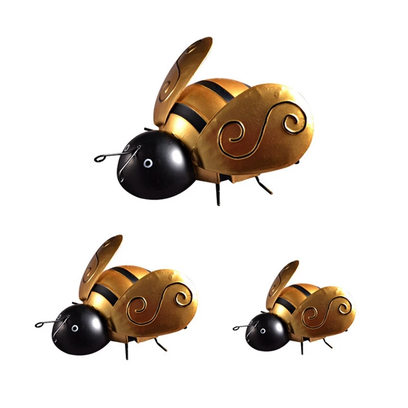 

3 Pack Bumble Bee Metal Wall Art Indoor Outdoor Bee Hanging Decor For Home Restaurant Garden Yard