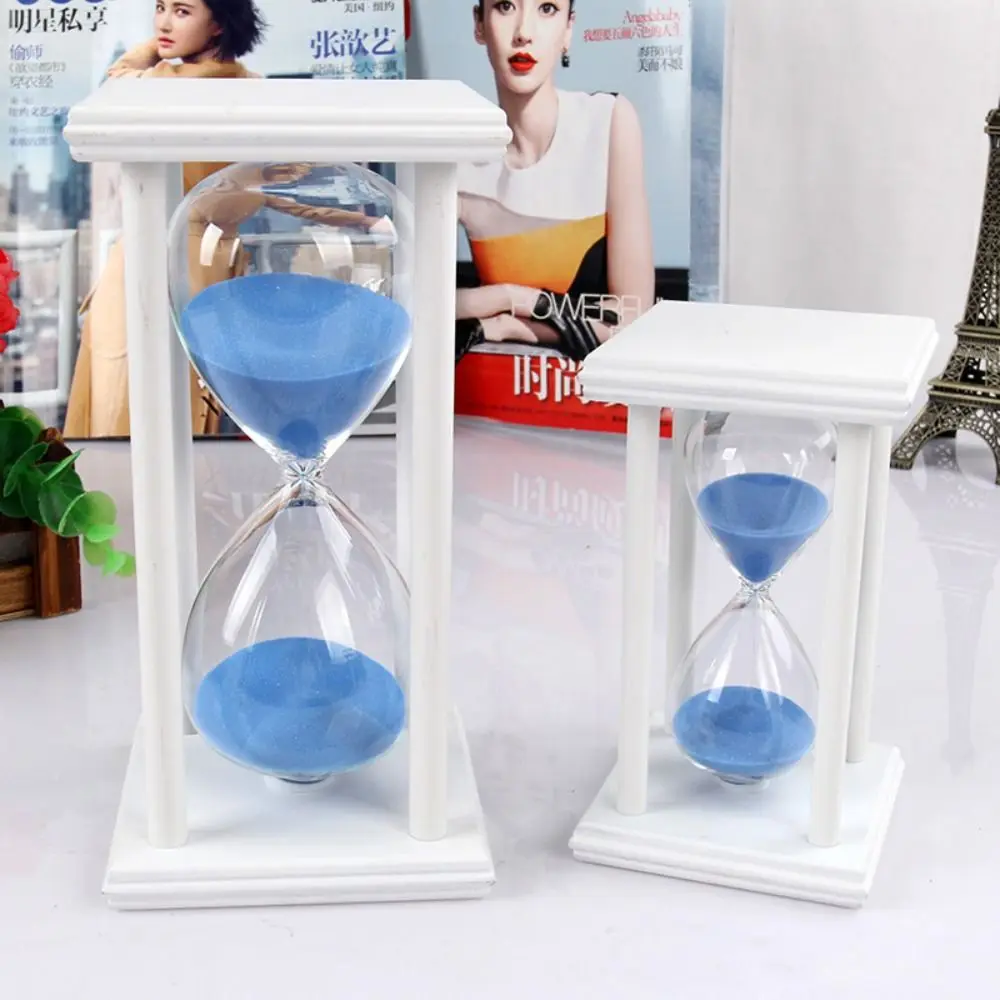 Practical Wooden Glass Sand Hourglass Sand Timer 8 Colors Vintage Sandglass Timer 30/60 Minutes Sand Clock Office