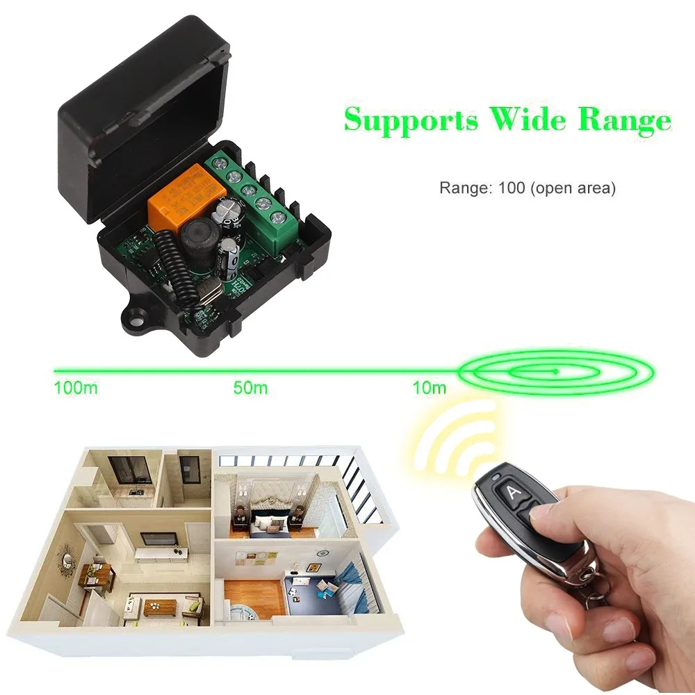 KEBIDU 433Mhz RF Remote Control Wireless Switch DC 12V~36V 1CH rf Relay Receiver and 2CH Transmitter For Electronic Lock Gate