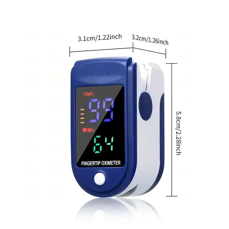 Oxymètre du bout des doigts, moniteur de saturation en oxygène du sang, Spnings avec mesure de la fréquence cardiaque, affichage LED portable, sans batterie