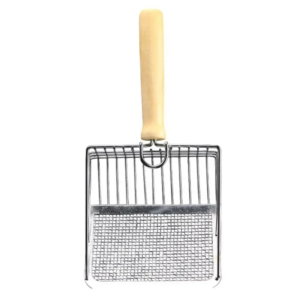 Stainless Steel Cat Litter Shovel Wooden Handle Shovel Easy To Clean Good-Looking Reduce Dust Suitable for Small Dog Toilets