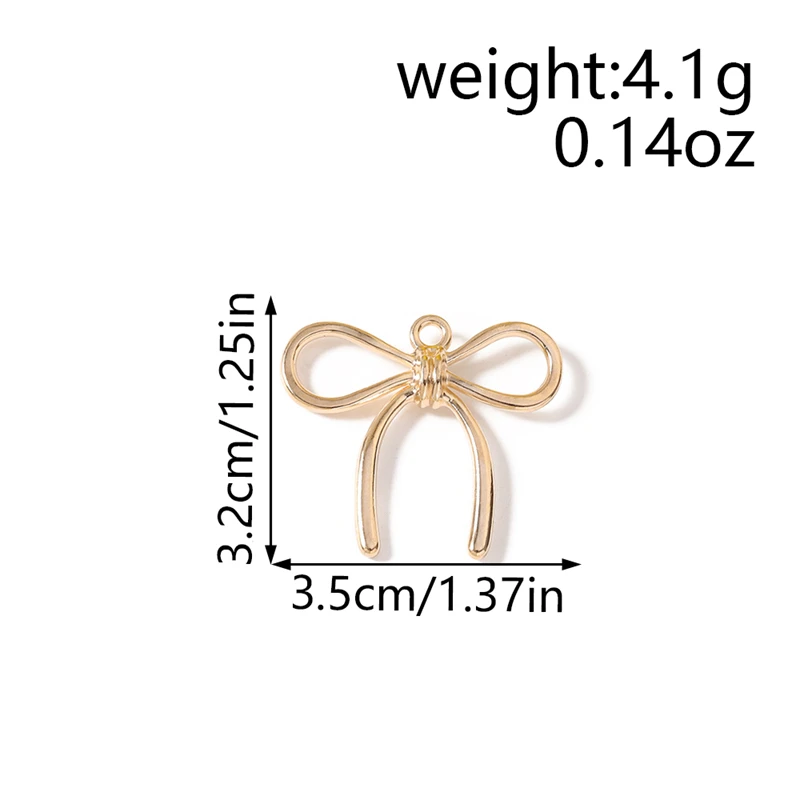 10 Stück, 35 x 32 mm, niedliche Metall-Anhänger in Form von Schleifen zum Basteln von Schmuck, Halsketten, Ohrringen, Armbändern und anderen Accessoires, DIY-Bastelmaterial. – Detail 1