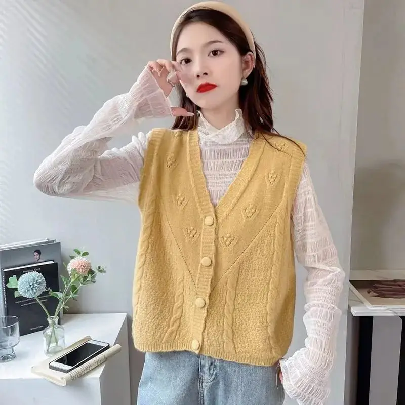 Knitted Vest Vest Women Vest Sweater Cardigan Vest Spring and Autumn Wear 2025 New Comfortable Top