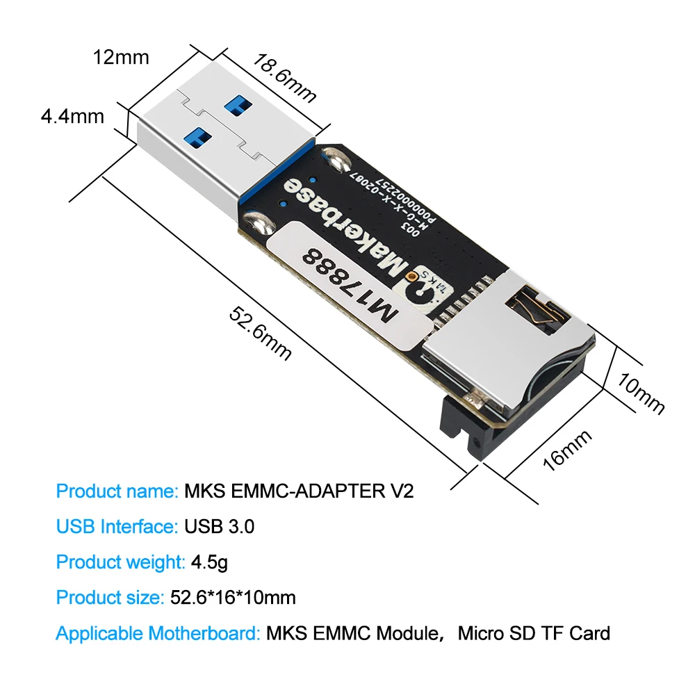 ل Elegoo نبتون 4 Makerbase MKS EMMC-ADAPTER V2 USB 3.0 بطاقة تخزين ترقية ل Elegoo نبتون 4 برو/Plus/Max ل KLP1