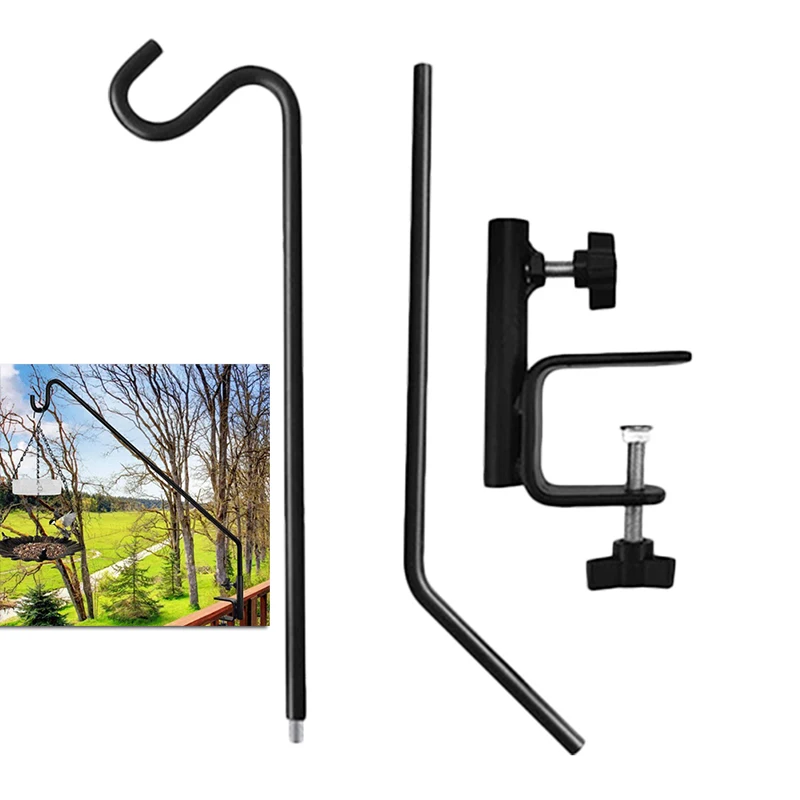 

Plants Heavy-duty Hook Deck Bird Feeder Hanger Hooks Pole for Railing Feeders Clamp Poles Iron Stand outside Accessories